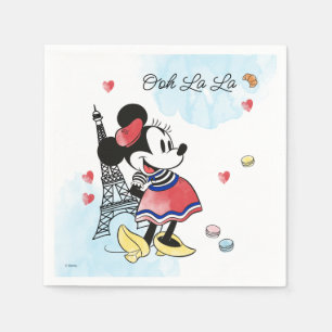 Minnie Mouse Watercolor Paris Birthday Napkin