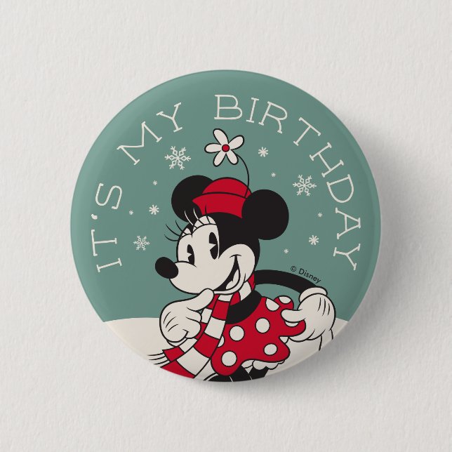Minnie Mouse Winter Onederland 1st Birthday 2 Inch Round Button (Front)