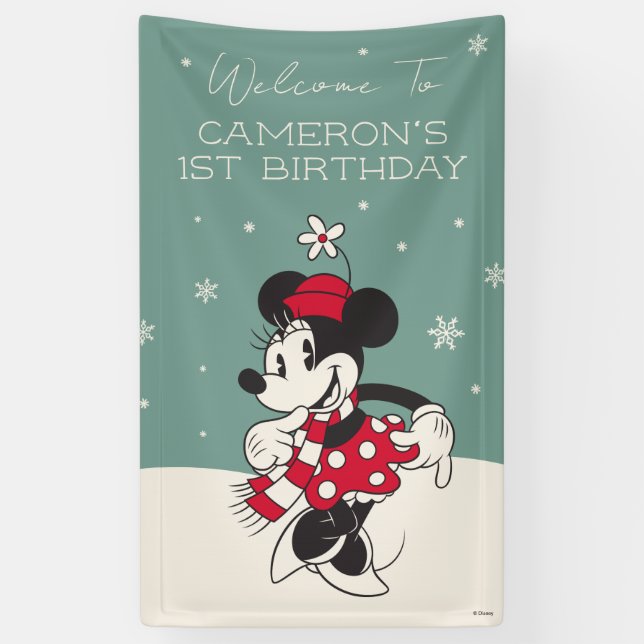 Minnie Mouse Winter Onederland 1st Birthday Banner (Vertical)