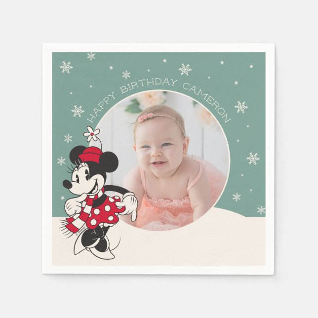 Minnie Mouse Winter Onederland 1st Birthday Napkin (Front)