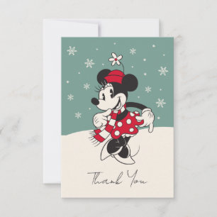Minnie Mouse Winter Onederland 1st Birthday Thank You Card