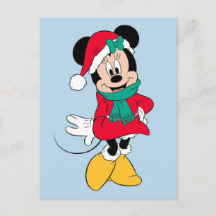Minnie Mouse Winter Outfit Holiday Postcard