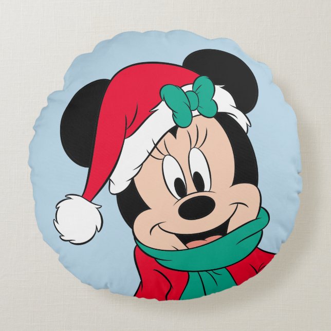 Minnie Mouse | Winter Outfit Round Pillow (Front)