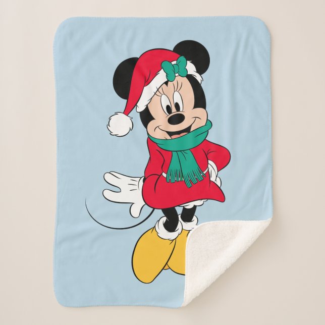 Minnie Mouse | Winter Outfit Sherpa Blanket (Front)