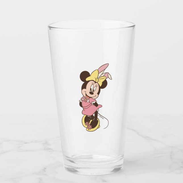 Minnie Mouse with Easter Bunny Ears Glass (Front)
