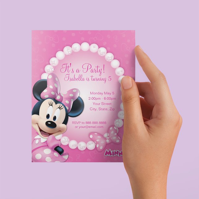 Minnie Pink and White Birthday Invitation (Creator Uploaded)