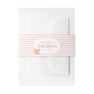 Minnie   Pink & Gold Glitter Baby Shower Invitation Belly Band