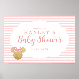 Minnie   Pink & Gold Glitter Baby Shower Welcome Poster