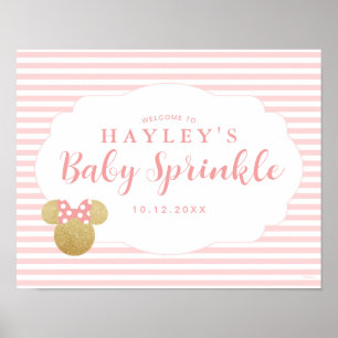 Minnie   Pink & Gold Glitter Baby Sprinkle Welcome Poster