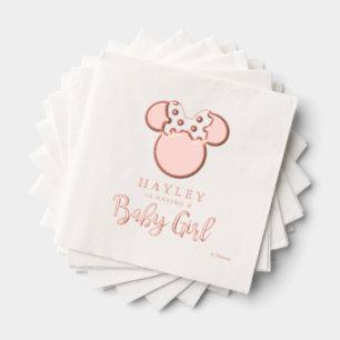 Minnie   Pink Striped Gold Baby Shower Foil Napkins