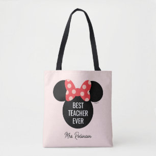 Minnie Polka Dot Head Silhouette   Best Teacher Tote Bag