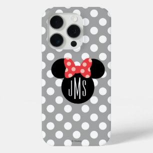 Minnie Polka Dot Head Silhouette   Monogram iPhone 15 Pro Case