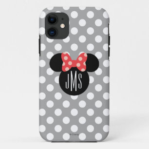 Minnie Polka Dot Head Silhouette   Monogram iPhone 11 Case