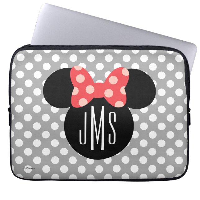 Minnie Polka Dot Head Silhouette | Monogram Laptop Sleeve (Front)