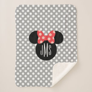 Minnie Polka Dot Head Silhouette   Monogram Sherpa Blanket
