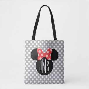 Minnie Polka Dot Head Silhouette   Monogram Tote Bag