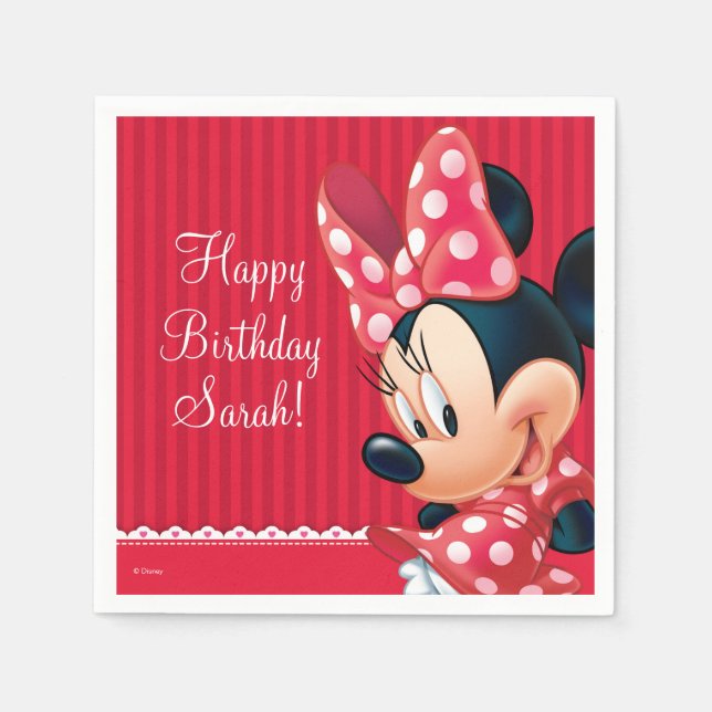 Minnie Red and White Birthday Napkin (Front)
