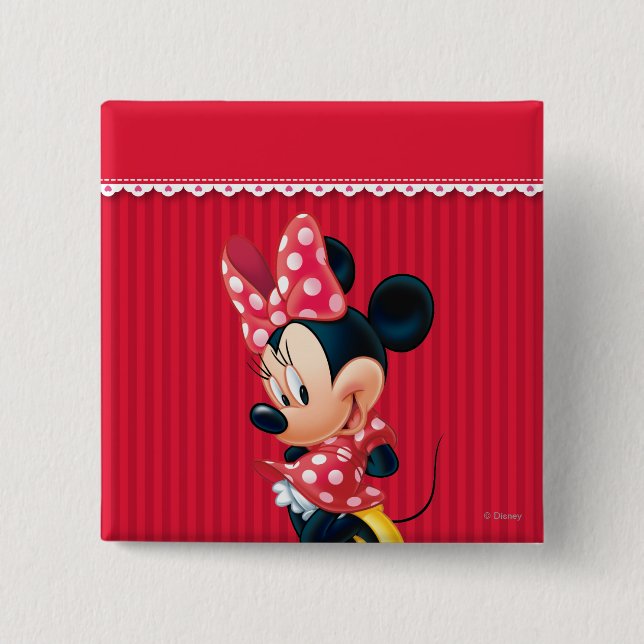 Minnie | Shy Pose 2 Inch Square Button (Front)