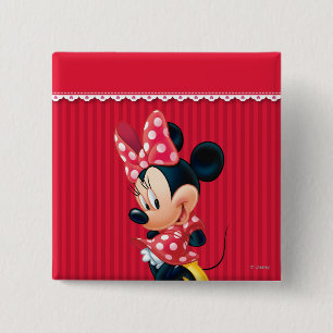Minnie   Shy Pose 2 Inch Square Button
