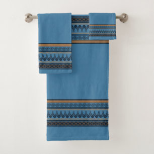 Minoan Blue Bath Towel Set - Ancient Elegance
