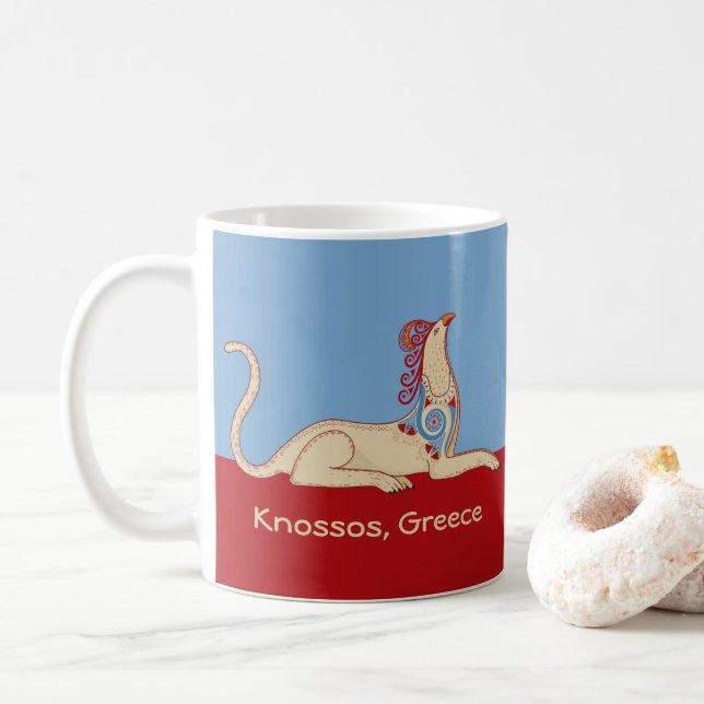 Minoan Griffin from the Knossos Throne Room Fresco Coffee Mug (With Donut)