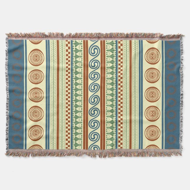 Minoan Majesty: Ancient Aegean Throw Blanket (Front)