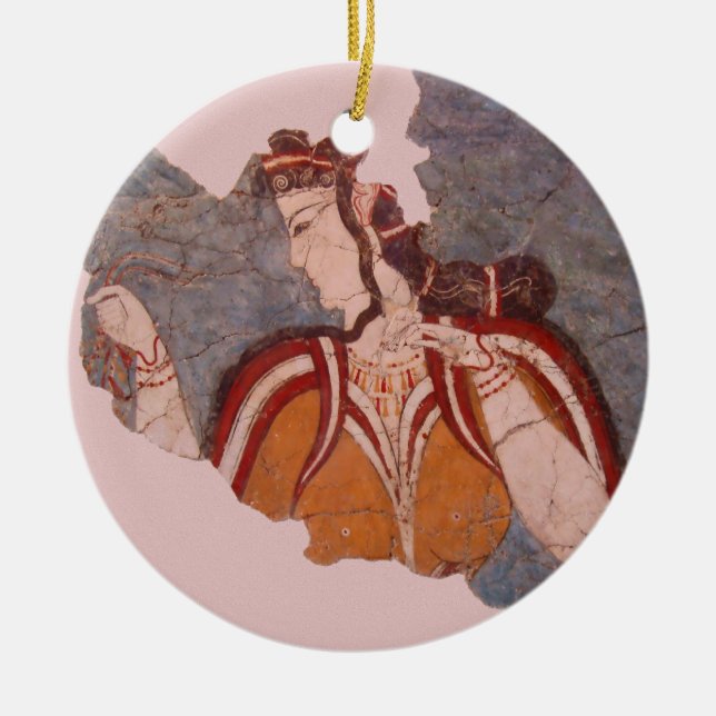 Minoan Wall Painting Ceramic Ornament (Front)