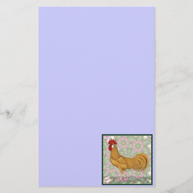 Minorca:  Old-fashioned Rooster Stationery (Front)