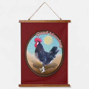 Minorca Rooster Good Morning Vintage Oval Hanging Tapestry