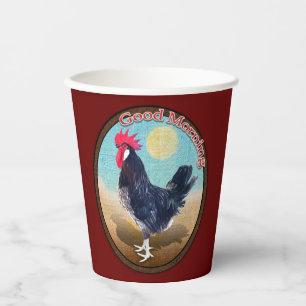Minorca Rooster Good Morning Vintage Oval Paper Cups