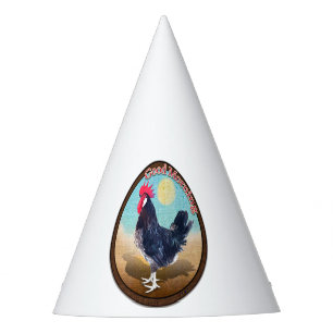 Minorca Rooster Good Morning Vintage Oval Party Hat