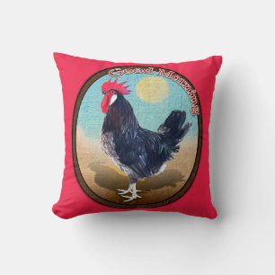 Minorca Rooster Good Morning Vintage Oval Throw Pillow