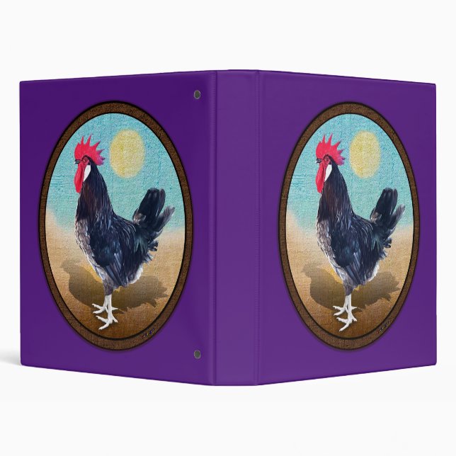 Minorca Rooster Vintage Oval  Binder (Background)