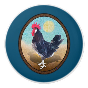 Minorca Rooster Vintage Oval Ceramic Knob