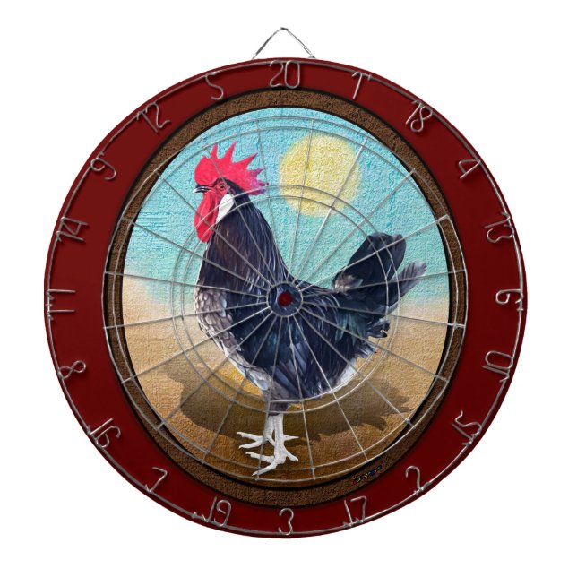 Minorca Rooster Vintage Oval  Dartboard (Front)