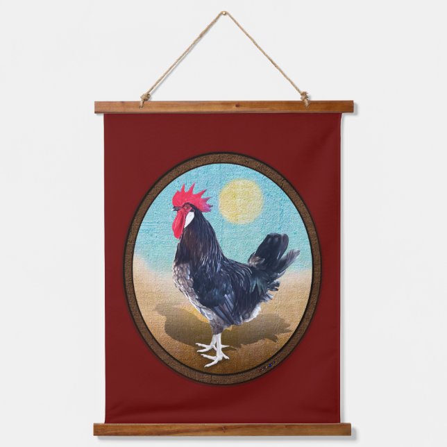 Minorca Rooster Vintage Oval  Hanging Tapestry (Front)