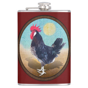 Minorca Rooster Vintage Oval Hip Flask