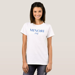 Minori Italy-Elegant Blue Text T-Shirt