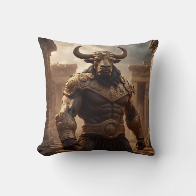 Minotaur Throw Pillow (Front)