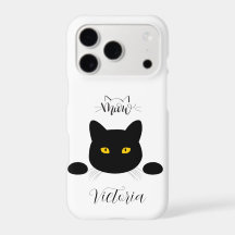 Minou Chat Noir Yeux Dorés Personnalisables