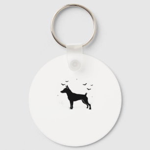 MinPin Dog � Halloween Moon Silhouette Classic T-S Keychain