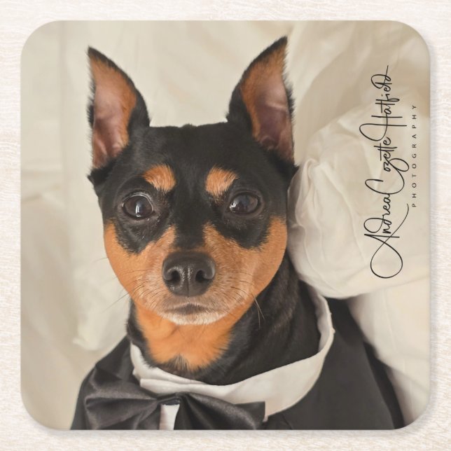 MinPin Tux Square Paper Coaster (Front)