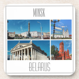 Minsk Belarus Collage Architecture Coaster