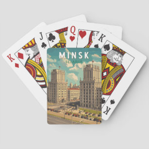 Minsk Belarus Illustration Travel Art Vintage Playing Cards