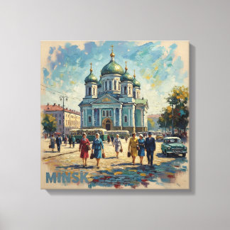 Minsk Belarus Orthodox Cathedral Urban Canvas Print