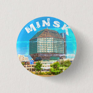 Minsk Belarus State Library Architecture City 1 Inch Round Button