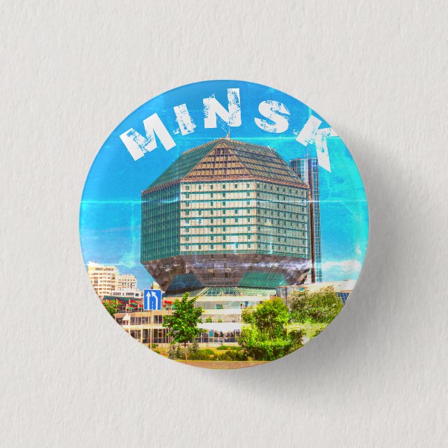 Minsk Belarus State Library Architecture City 1 Inch Round Button (Front)