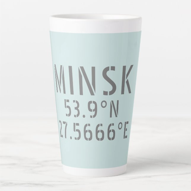 Minsk Latitude Longitude Coordinates Latte Mug (Front)
