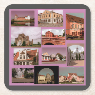 Minsk Mir Brest Architecture Belarus Square Paper Coaster