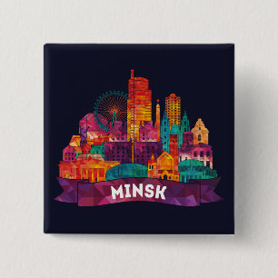Minsk - Travel to the famous Landmarks 2 Inch Square Button